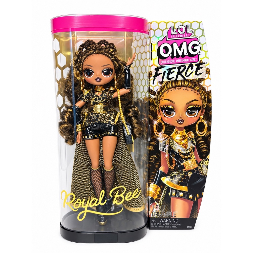LOL Surprise OMG Fierce Royal Bee Fashion Doll Gold Black Honeycomb 11.5in MGA